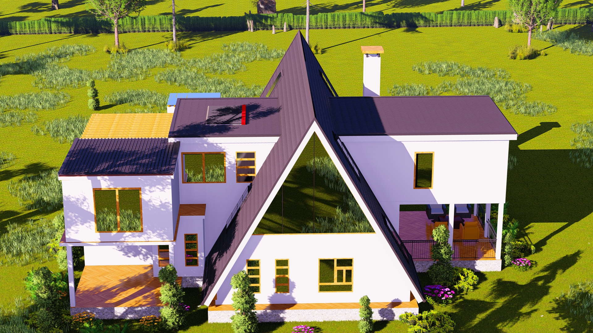 Top-down view of the Nanyuki A-Frame within its Nanyuki plot