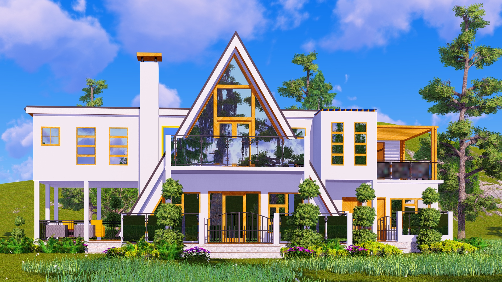Architectural render of the Proposed Construction of a Five Bedroom A-Frame Unit in Nanyuki, Laikipia County